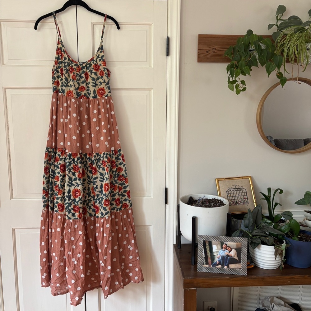 ROLLER RABBIT Rosetone Polka Dot Floral Tiered DAKOTA Maxi Dress NEW Size Small - Picture 13 of 16